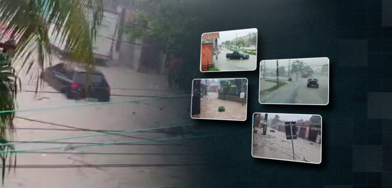 Forte chuva em Manaus deixa ruas alagadas na capital