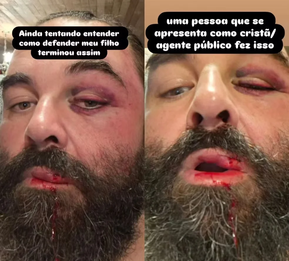 Pai agredido guarda após pedir que igreja abaixasse o som Pai agredido guarda após pedir que igreja abaixasse o som
