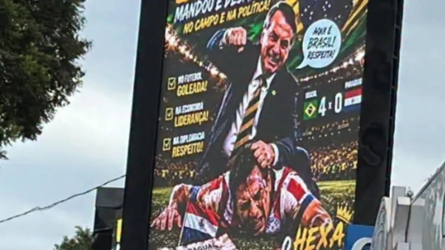 Paraguai manda retirar painéis após montagem com Bolsonaro causar confusão Paraguai manda retirar painéis após montagem com Bolsonaro causar confusão