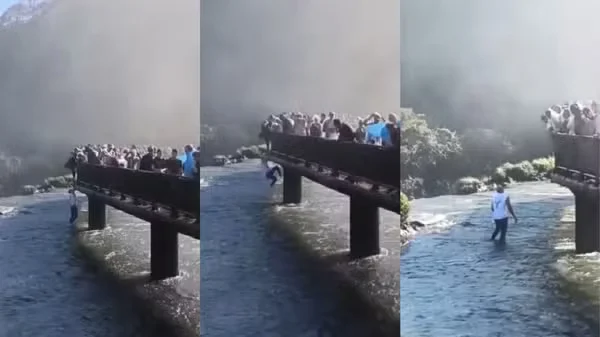 Vídeo mostra turista após pular nas Cataratas por celular Vídeo mostra turista após pular nas Cataratas por celular