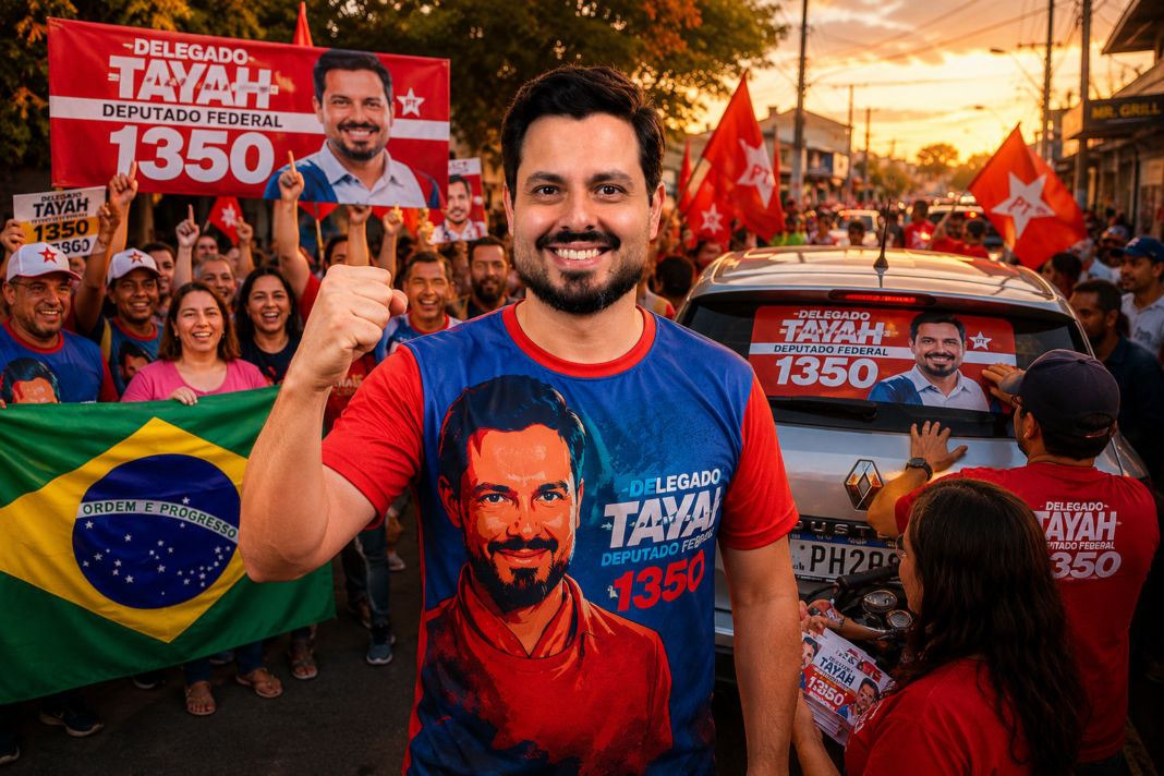 DELEGADO TAYAH ABRE CAMPANHA COM ADESIVAÇO, MOBILIZA APOIADORES E GANHA REPERCUSSÃO NAS REDES DELEGADO TAYAH ABRE CAMPANHA COM ADESIVAÇO, MOBILIZA APOIADORES E GANHA REPERCUSSÃO NAS REDES