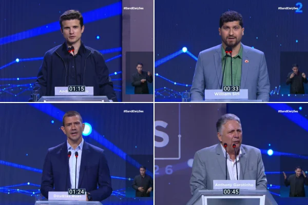 Debate ao governo do Rio tem ataques a Paes, menções a Bacellar e propostas para segurança Debate ao governo do Rio tem ataques a Paes, menções a Bacellar e propostas para segurança