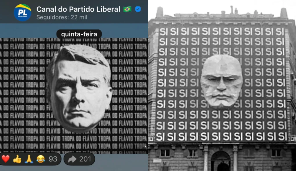 PL apaga propaganda de Flávio Bolsonaro semelhante à de Mussolini PL apaga propaganda de Flávio Bolsonaro semelhante à de Mussolini