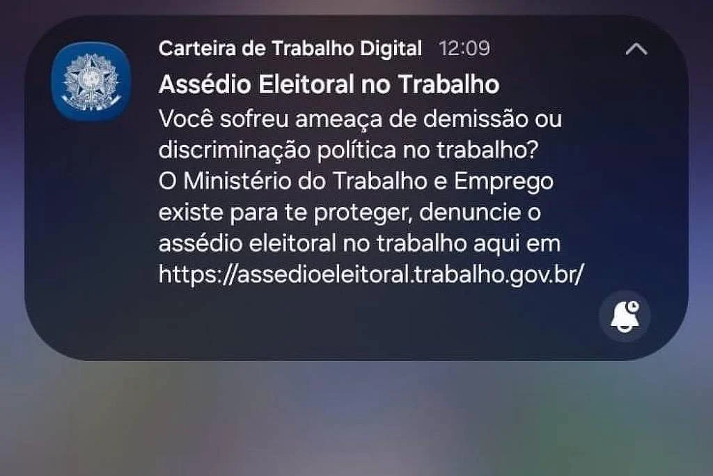 MTE envia alerta sobre assédio eleitoral no trabalho MTE envia alerta sobre assédio eleitoral no trabalho
